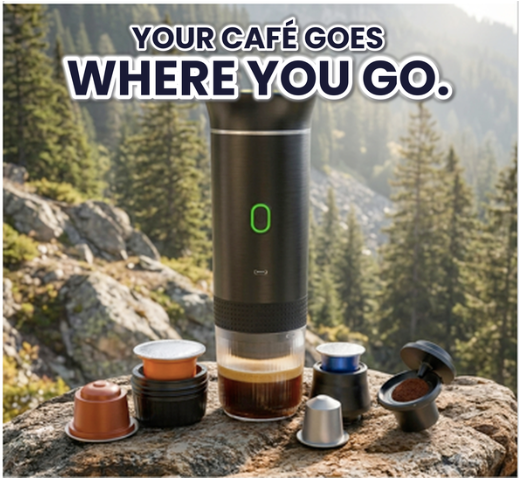 BrewGo Pro — Self-Heating Portable Espresso Maker for Travel & Camping