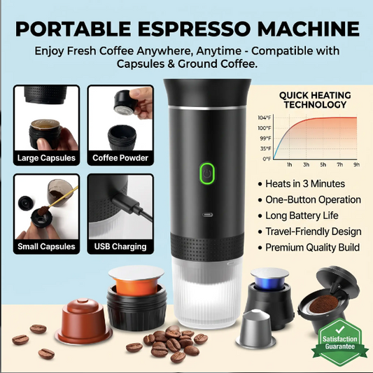 BrewGo Pro — Self-Heating Portable Espresso Maker for Travel & Camping
