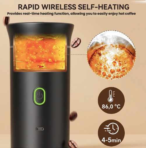 BrewGo Pro — Self-Heating Portable Espresso Maker for Travel & Camping
