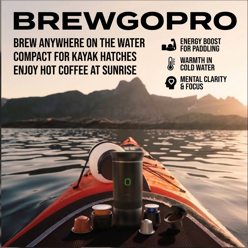 BrewGo Pro — Self-Heating Portable Espresso Maker for Travel & Camping